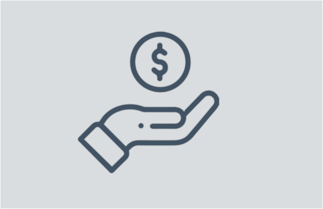 Ícono de mano recibiendo dinero representando instrumento financiero de garantía