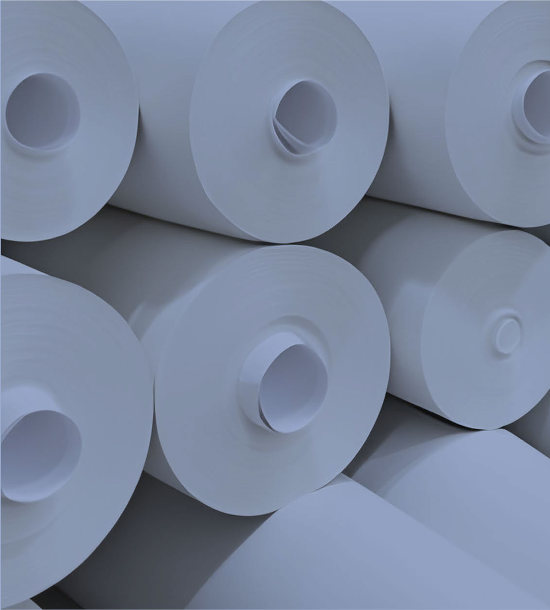 Rollos industriales de papel representando materiales y materias primas como productos warrant